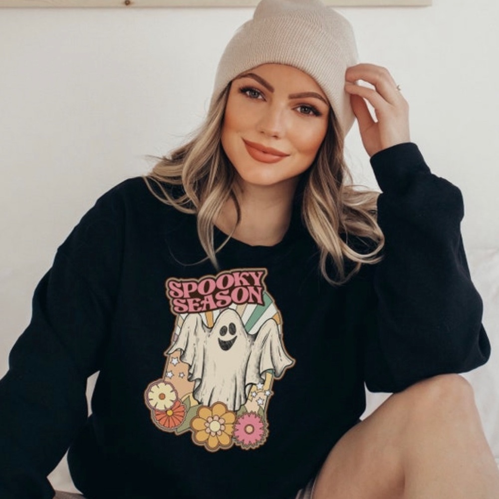 Spooky Season | Halloween Ghost Boho Floral Fall Sweatshirt